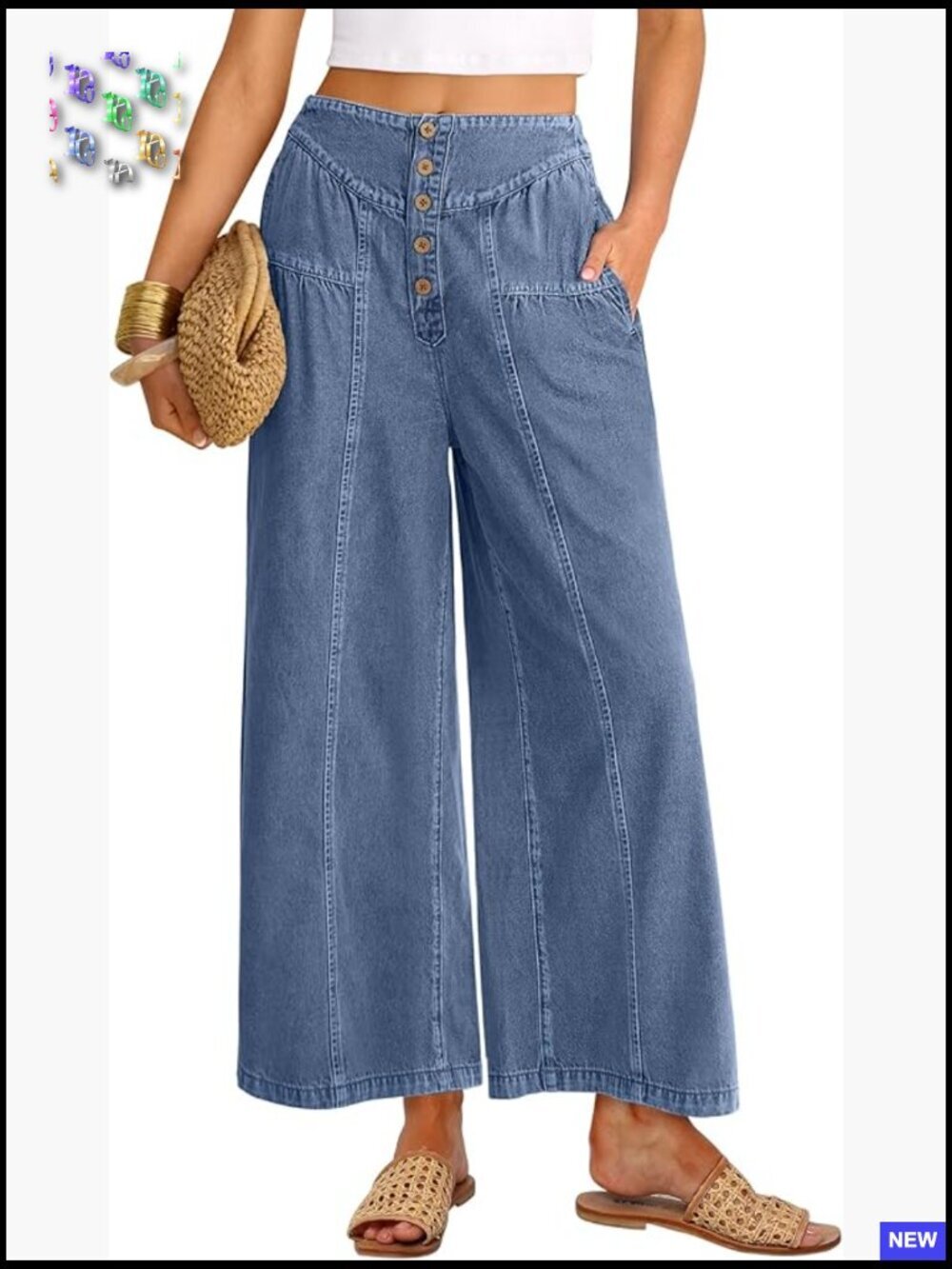 Wide Leg Palazzo Jeans High Waist Baggy Barrel Denim Pants with Pockets Y2K